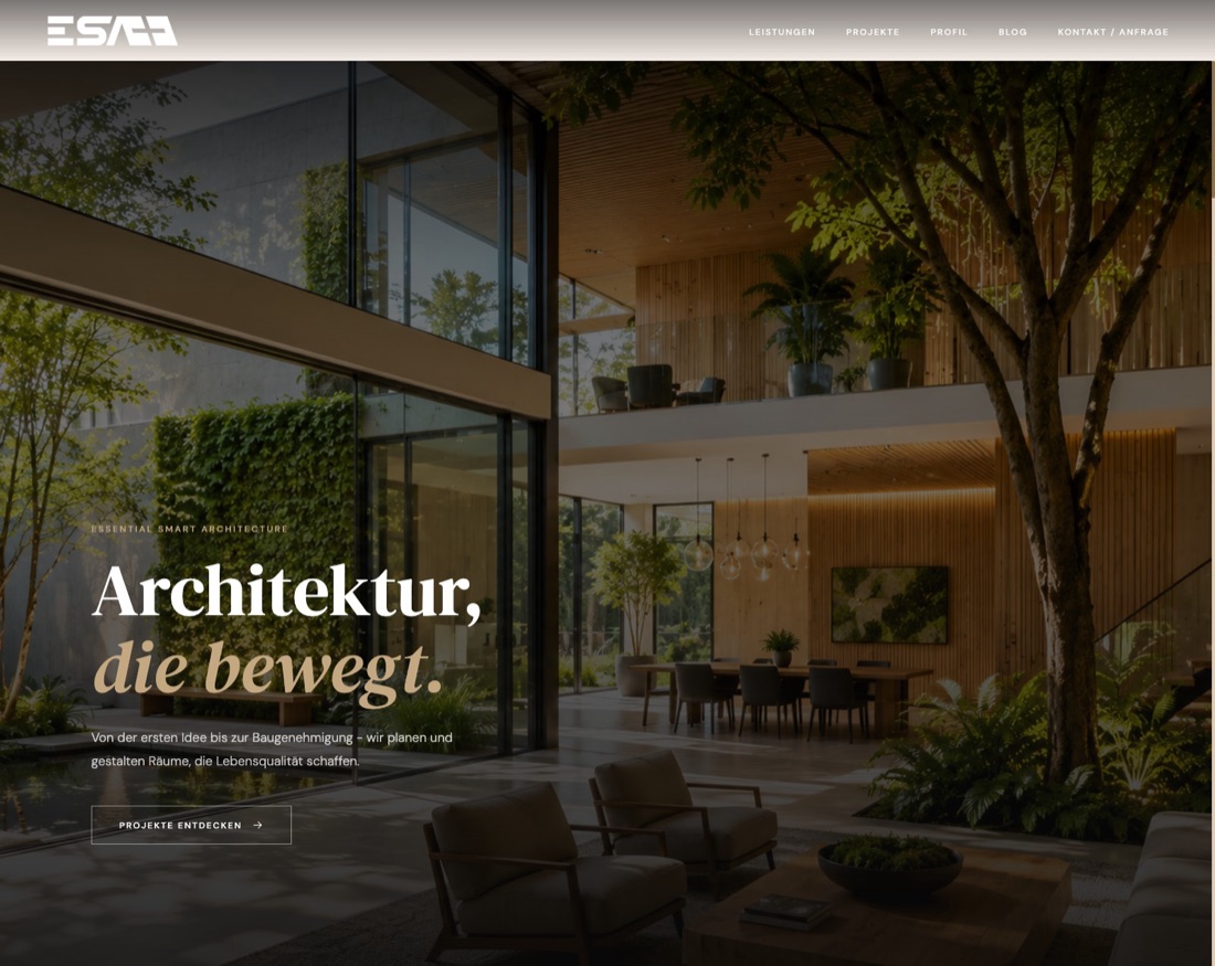 ESA plus Architektur Website