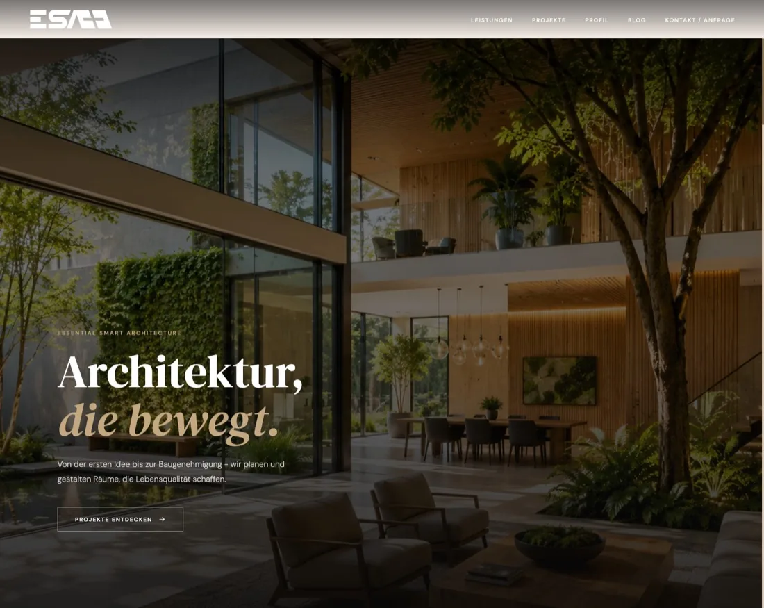ESA plus Architektur Website