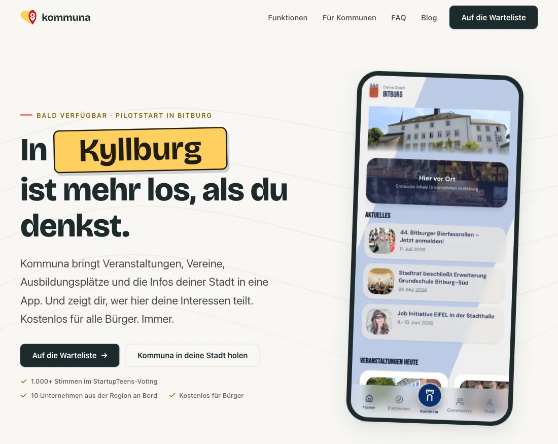 Kommuna — Website der Stadt-App