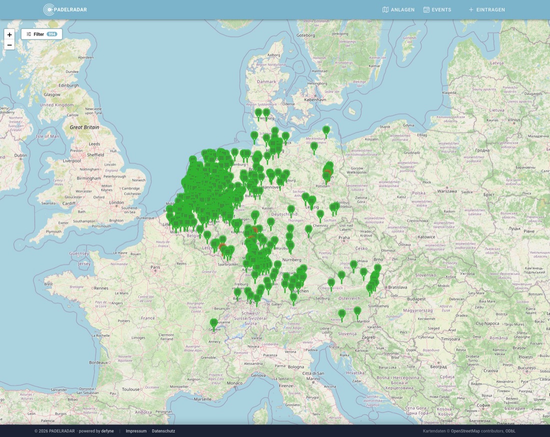 PadelRadar — Karte aller Padel-Anlagen