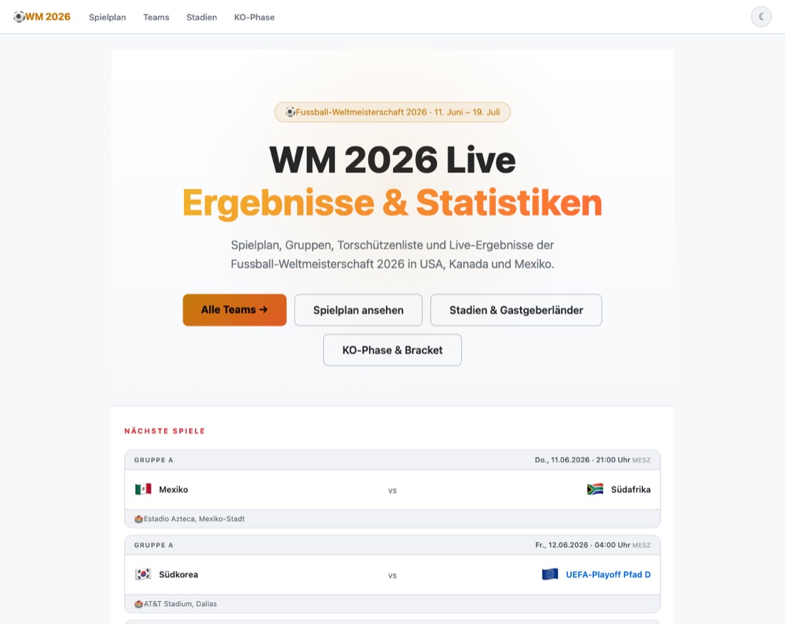 WM 2026 Eventseite