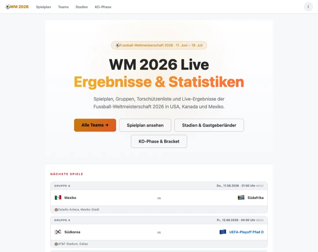 WM 2026 Eventseite